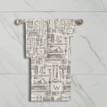 Monogrammed Vintage Hand Tools Pattern Carpenter Bath Towel Set<br><div class="desc">Perfect for the man in your life who loves tools. Specifically old fashioned hand tools. Whether he is a carpenter, a handyman or just loves tinkering in his workshop, he will adore this pattern of illustrated vintage hand tools. Personalise this with his initial. It will appear on on the set....</div>