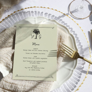 Monogrammed Vintage Palm Tree Wedding Menu