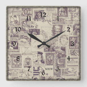 Monogrammed Vintage Postage Wall Clock