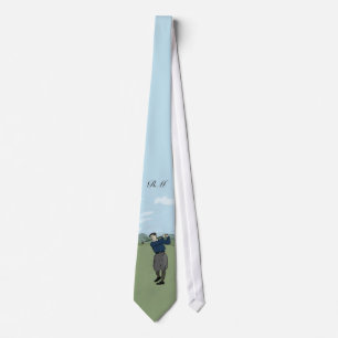 Monogrammed Vintage Style golf art Tie