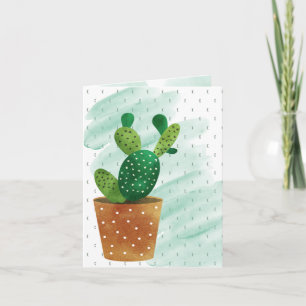 Monogrammed Watercolor Cactus Everyday Greeting Card