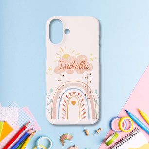 Monogrammed Watercolor Cute Rainbow Kids iPhone 16 Plus Case