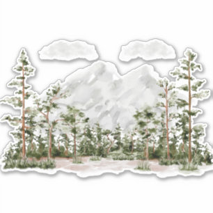 Monogrammed Watercolor Mountain and Forest
