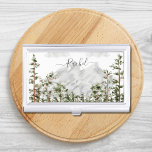 Monogrammed Watercolor Mountain and Forest Business Card Holder<br><div class="desc">Make a lasting impression with this monogrammed business card case! Featuring elegant watercolor mountains,  green pine trees,  and rustic forest vibes.</div>
