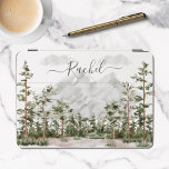 Monogrammed Watercolor Mountain and Forest iPad Pro Cover<br><div class="desc">Embrace the wild with our Monogrammed Watercolor Mountain and Forest iPad Air Case! Personalise with your monogram for a touch of rustic,  boho style. Carry nature wherever you go!</div>