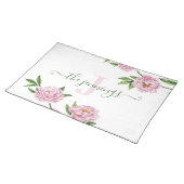 Monogrammed Watercolor Pink Peony Placemat (On Table)