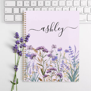 Monogrammed Watercolor Purple Wildflower Meadow Planner