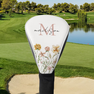 Monogrammed Watercolor Wildflower Meadow Floral Golf Head Cover
