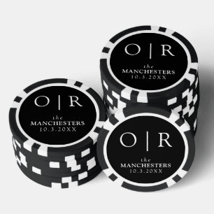 Monogrammed Wedding Favour Black Personalised Poker Chips