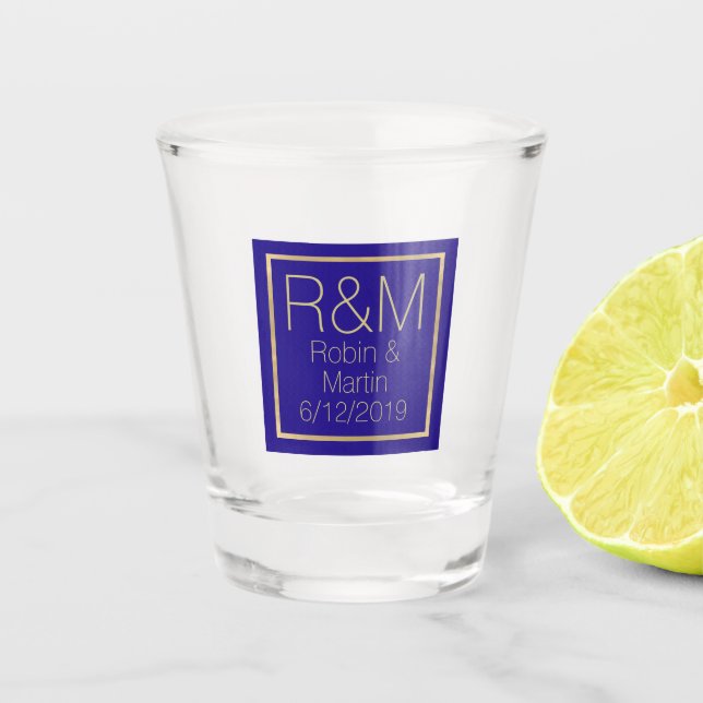 Monogrammed Wedding Favour Shot Glass (Front)