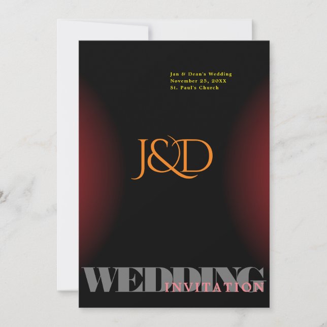 Monogrammed Wedding Invitation (Front)