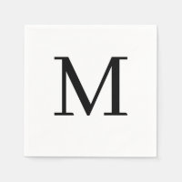 Monogrammed Wedding Napkin Classic Black Design