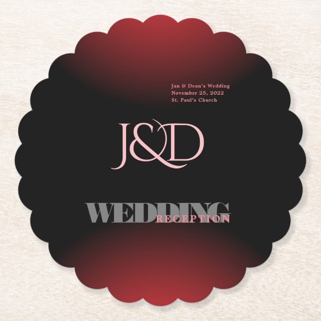 Monogrammed Wedding Paper Coaster (Front)