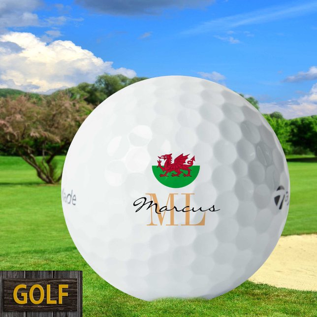 Monogrammed Welsh Flag & Wales /Cymru Golf Balls (Creator Uploaded)