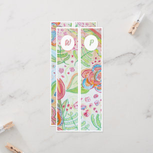 Monogrammed Whimsical Flowers Two Bookmarks