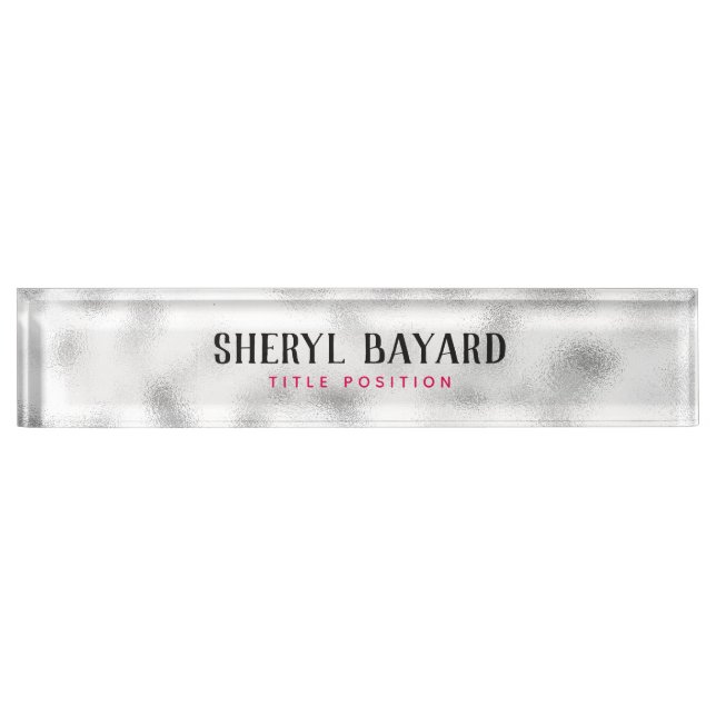 Monogrammed White And Grey Ground Glass Nameplate (Front)