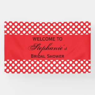 Monogrammed White and Red Polka Dot Bridal Shower Banner