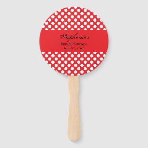 Monogrammed White and Red Polka Dot Bridal Shower Hand Fan