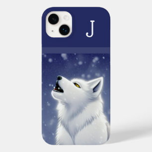 Monogrammed White Wolf Howling Case-Mate iPhone 14 Plus Case