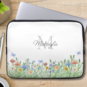 Monogrammed Wildflower Laptop Sleeve