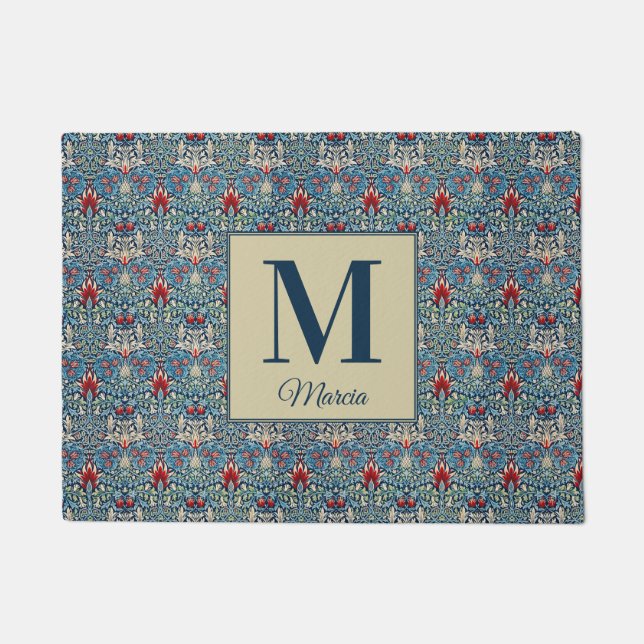 Monogrammed William Morris Doormat (Front)