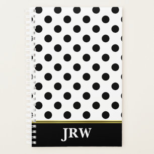 Monogrammed with Black and White Polka Dot Planner