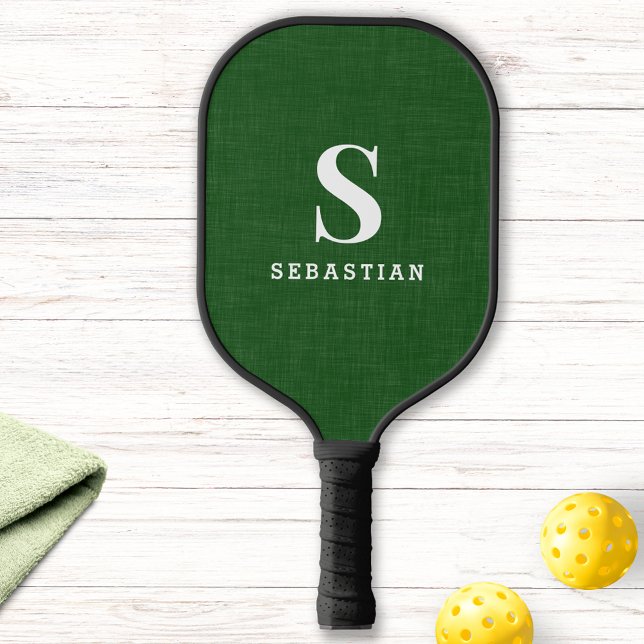 Monogrammed with Player Name Modern Green Custom Pickleball Paddle (Creator Uploaded)