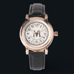 Monogrammed Women's Rose Gold Vintage Watch<br><div class="desc">An elegant monogrammed vintage rose gold watch with your initial and name in a classic type. The watch face has a pretty decorative border of arcs around it.</div>