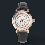 Monogrammed Women's Rose Gold Vintage Watch<br><div class="desc">An elegant monogrammed vintage rose gold watch with your initial and name in a classic type. The watch face has a pretty decorative border of arcs around it.</div>