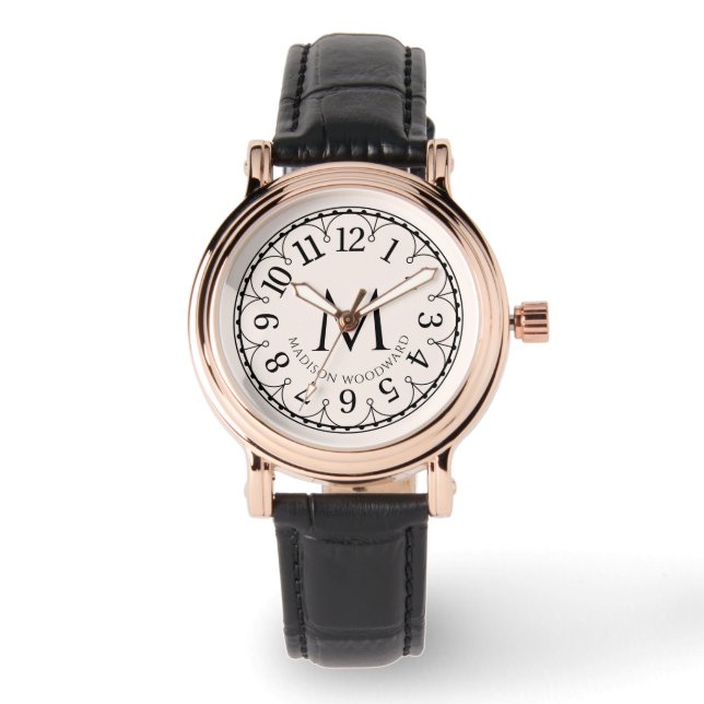 Monogrammed Women's Rose Gold Vintage Watch (Front)
