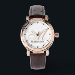Monogrammed Women's Rose Gold Vintage Watch Brown<br><div class="desc">An elegant watch featuring a rose gold vintage watch with chic rose gold script initial and black name,  and a brown watch band.</div>