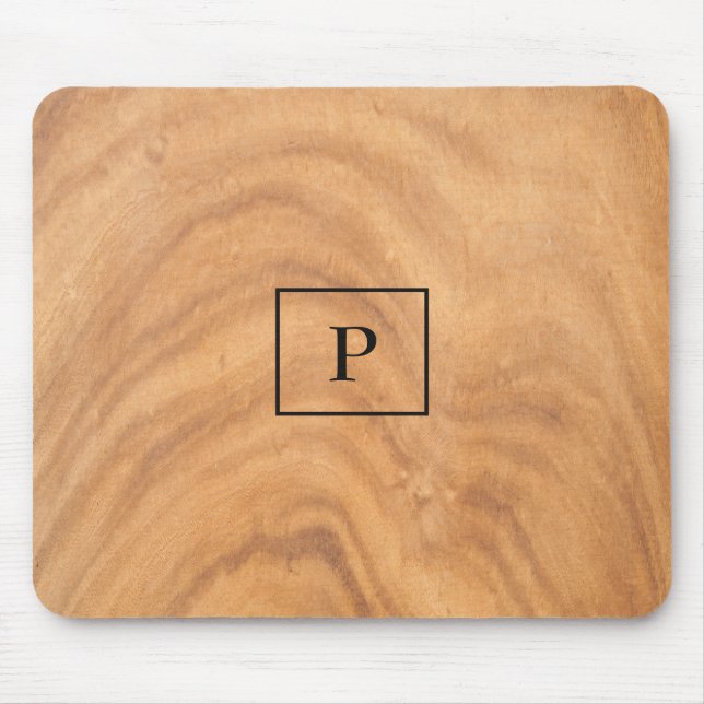 Monogrammed Wooden Design Mouse Pad (Front)