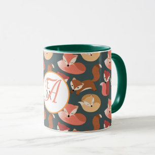 Monogrammed Woodland Fox Fall Colours Autumn Mug