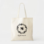 Monogrammed Wreath Bridesmaid Tote<br><div class="desc">Personalise this beautiful tote bag with your own text. You have the option of changing the font colour/size and type as per your preference. If you love this print,  please check out the rest of my cool line at www.zazzle.com/kool27* and share with your friends! Thanks for browsing!</div>