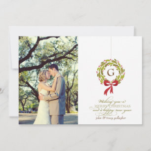 Monogrammed Wreath - Holiday Photo Card