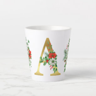 Monogrammed Xmas Latte Mug – Elegant Gold Letter
