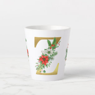 Monogrammed Xmas Latte Mug- Gold Letter Latte Mug
