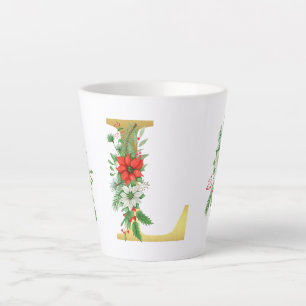 Monogrammed Xmas Latte Mug-Gold Letter Latte Mug