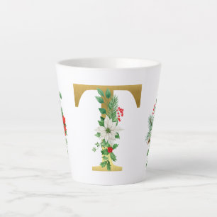 Monogrammed Xmas Latte Mug-Gold Letter Latte Mug