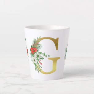 Monogrammed Xmas Latte Mug- Gold Letter Latte Mug