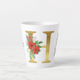 Monogrammed Xmas Latte Mug-Gold Letter Latte Mug