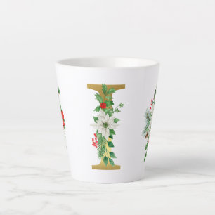 Monogrammed Xmas Latte Mug-Gold Letter Mug