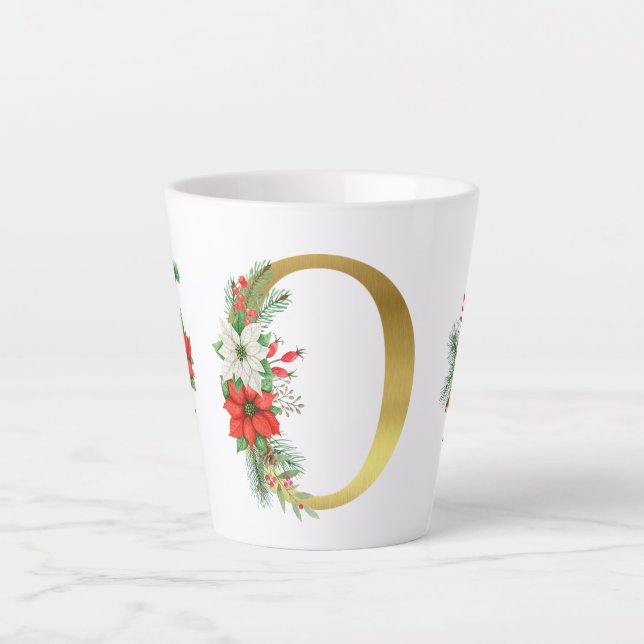 Monogrammed Xmas Latte Mug-Gold Letter Mug (Front)