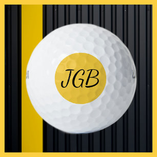 Monogrammed Yellow Gold or Choose Colour Backgroun Golf Balls