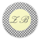 Monogrammed Yellow & Grey with White Polka Dots
