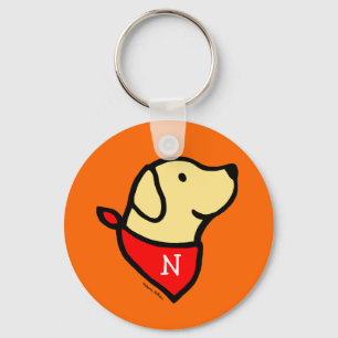 Monogrammed Yellow Lab & Scarf Cartoon Key Ring