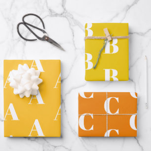 Monogrammed yellow shades custom Initial Letter Wrapping Paper Sheet