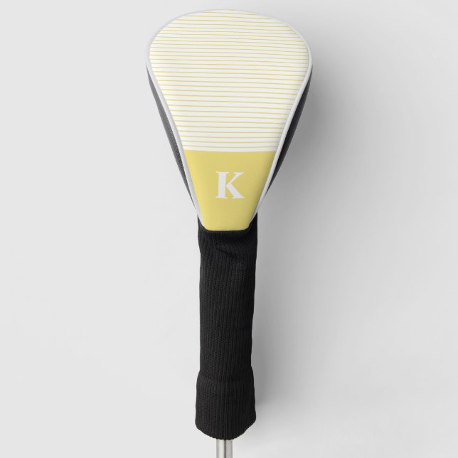 Monogrammed Yellow White Striped  Golf Head Cover (Front)