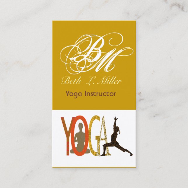 Monogrammed  Yoga  Yogi  Fit Instructor Meditation Business Card (Front)