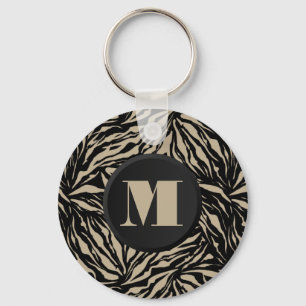 Monogrammed Zebra Animal Print Key Ring